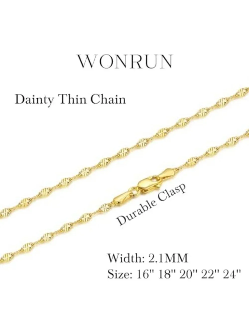 Elegant 14K Gold Thin Mirror Chain Necklace for Women - 2.1mm Dainty Jewelry